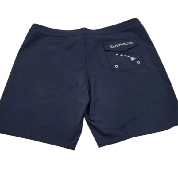 Honolua Size 40 Blue Board Shorts / Surfwear Hook & Loop Fly Back Pocket Logos - Picture 6 of 13
